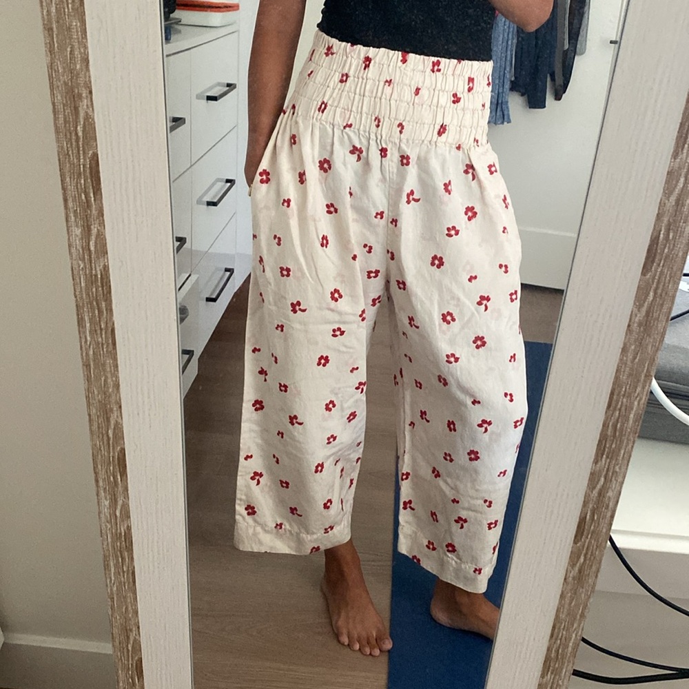 Carol Callahan smocked waist wide leg pants
